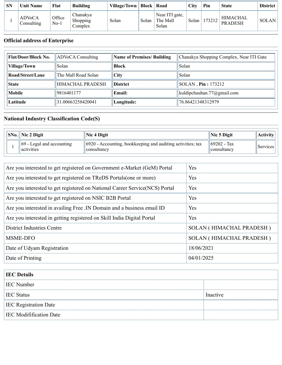 Udyam Registration Certificate page 4